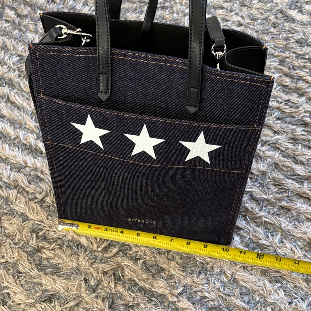 Givenchy Star Denim Leather Tote, Leather Handles, Removable Strap + Zip Pouch - Picture 7 of 15